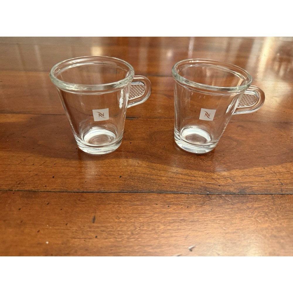 Nespresso Glass Collection Clear Demitasse Espresso Coffee Mug Cup Set of 2
